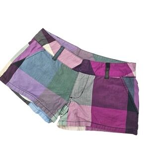 Volcom Vintage y2k Micro Shorts Size 0 Low Rise Patchwork Plaid Colorful *Flawed